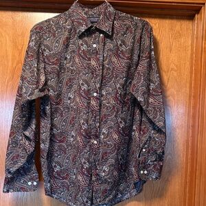 Roundtree & Yorke Red and Brown Paisley Button Down Shirt